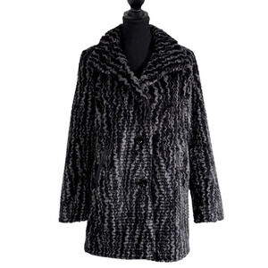 Novelti Coat Jacket Women XS Faux Fur Lined Black Gray